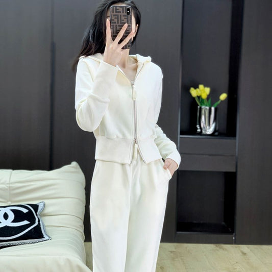 Casual Sports Suit Hooded Sweatshirt Wide-leg Pants