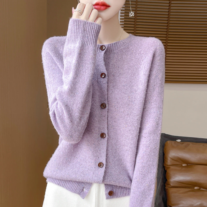 Women's Pure Wool Sweater Loose Round Neck Fashion Coat