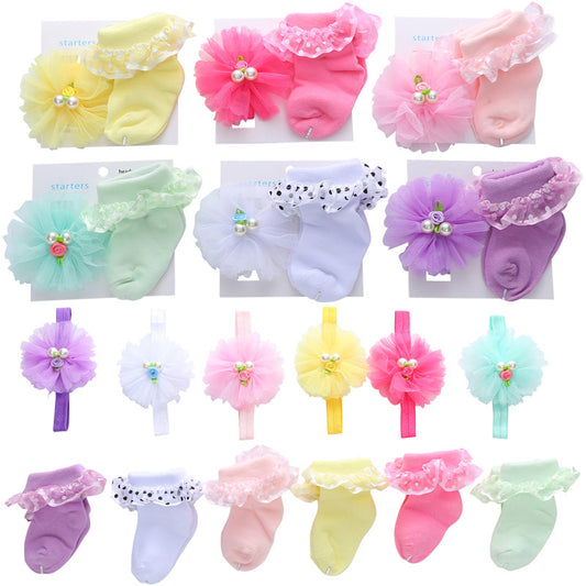 Cute Princess Lace Baby Socks Headband Set