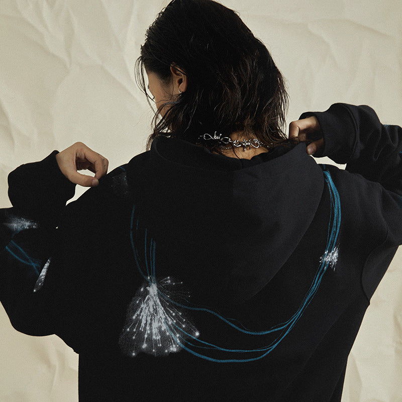 Dark Print High Street Hooded Fleece Zip-Up Sweatshirt