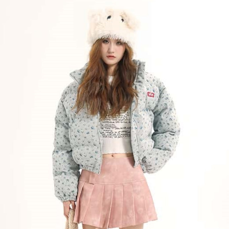 Women's American-style Floral Printed Cotton-padded Coat