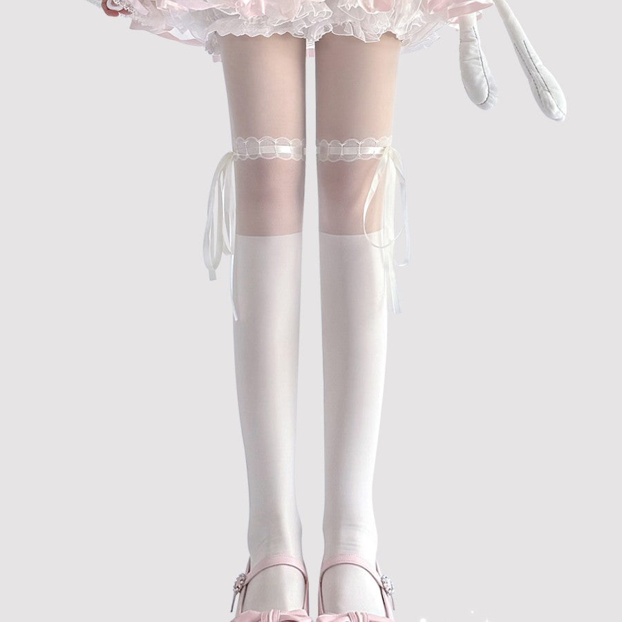 Women's Lace-up Pantyhose Thin