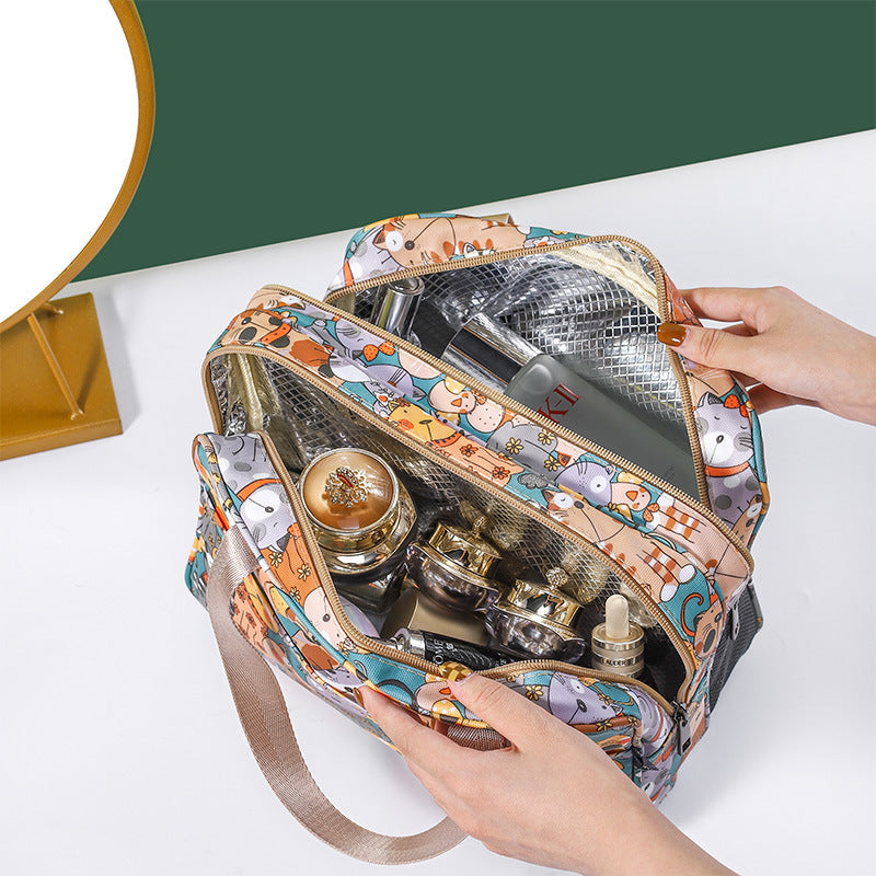 Cosmetic Storage Makeup Bag Large Capacity Double-layered