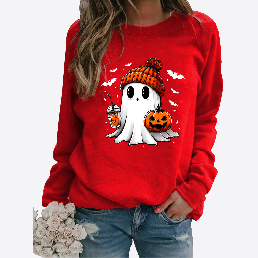 Halloween Rundhals Print Langærmet Sweater