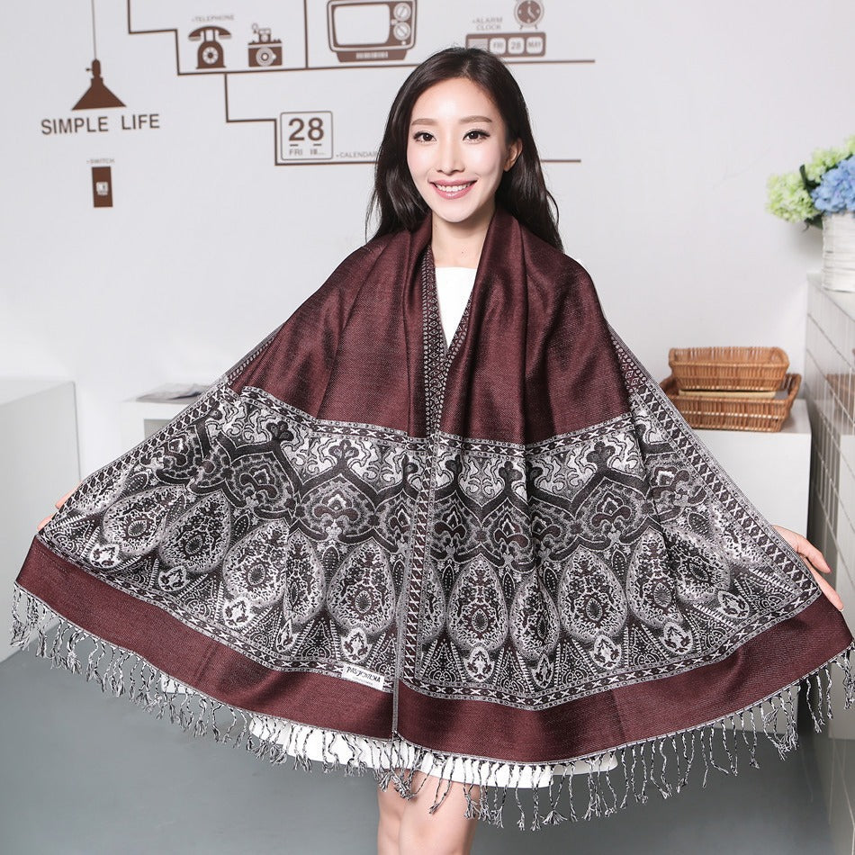 Cashew Jacquard Flower Air-conditioning Shawl Scarf