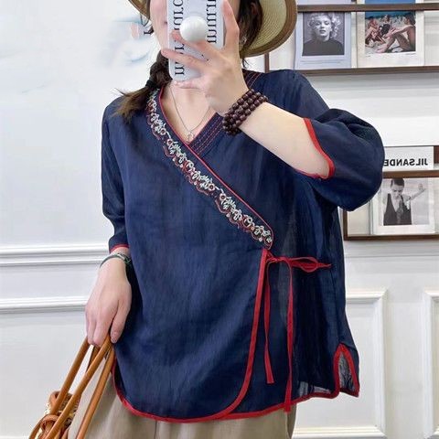 Summer Loose Fitting Tea Suit Top