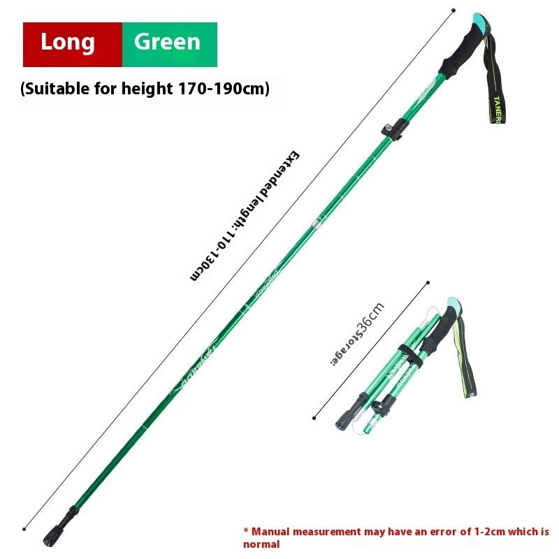 Legering Sammenfoldelig og Bærbar Teleskopisk Vandrestok/Alpenstock