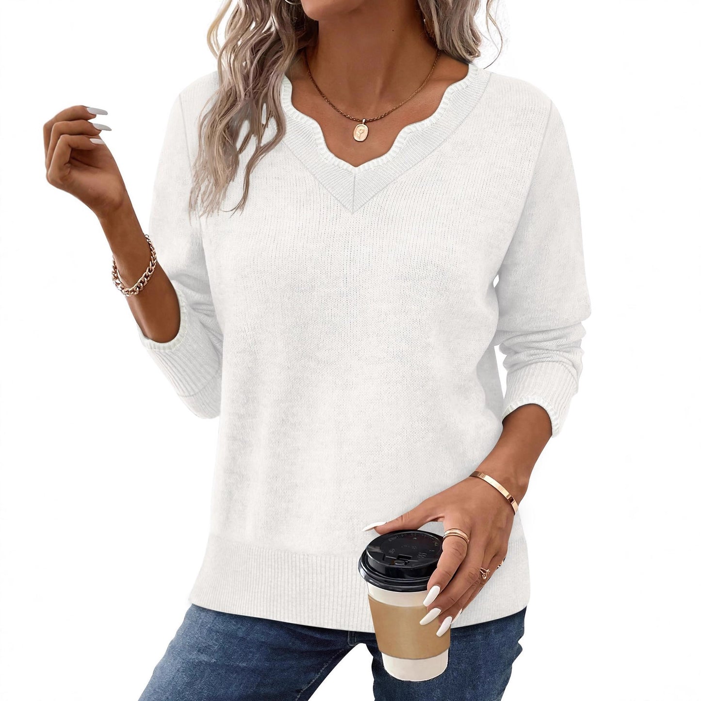Womens Short-Sleeve Sweater Simple Elegant Solid-Color Knit Top