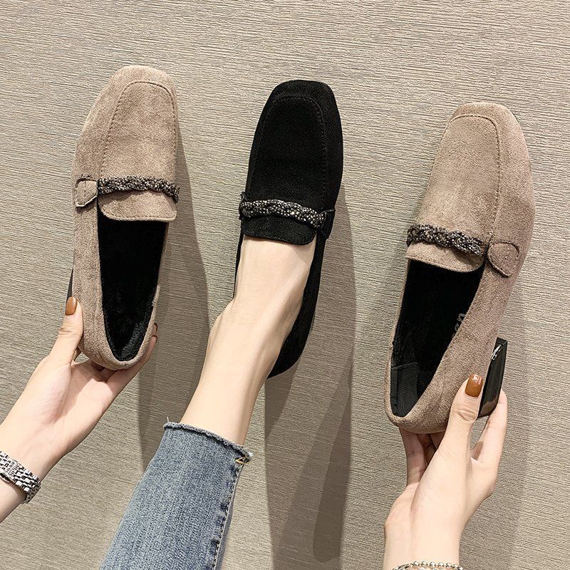 Women's Shoes With Rhinestone Square Toe Mid-heel Chunky Heel Shoes