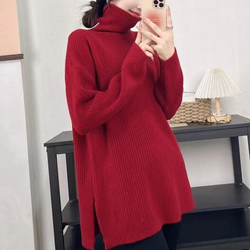 Autumn And Winter New Split Mid-length Bottoming Top