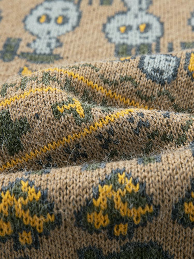 Herre Rundhalset Strikket Løs Sweater