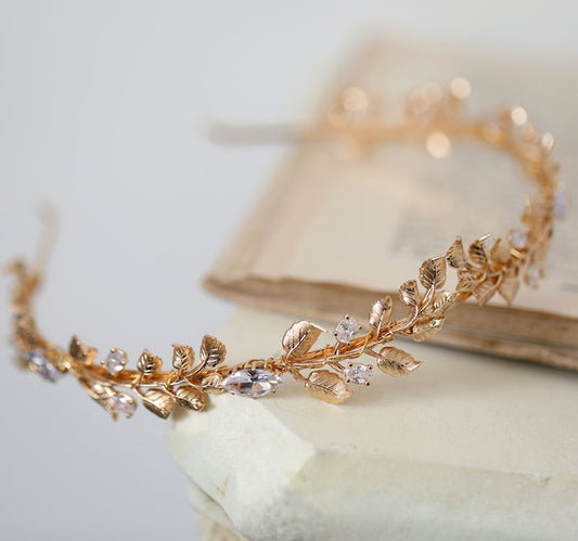 Zircon Hairband High-grade Golden Bride