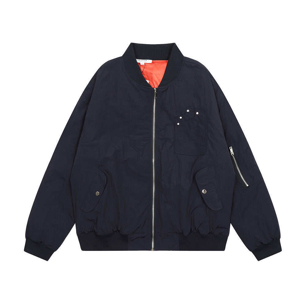 Men's Spring And Autumn Casual Loose Cargo Zipper Cardigan Outerwear Tide