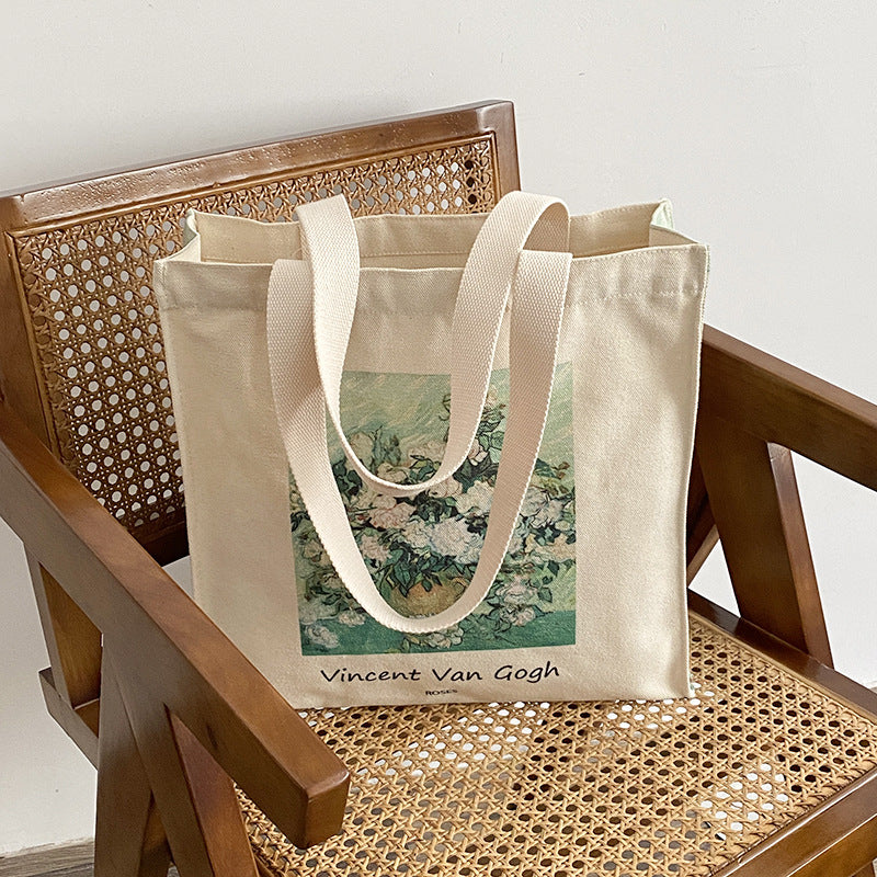 Creative Simple Oil Painting One Shoulder Canvas Bag