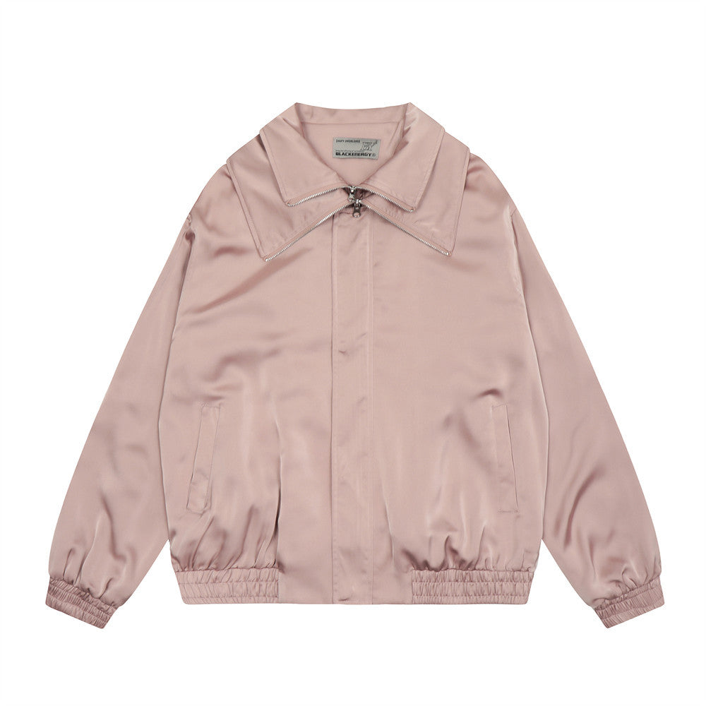 Male Double Layer Zipper Design Fake Two-pieces Coats