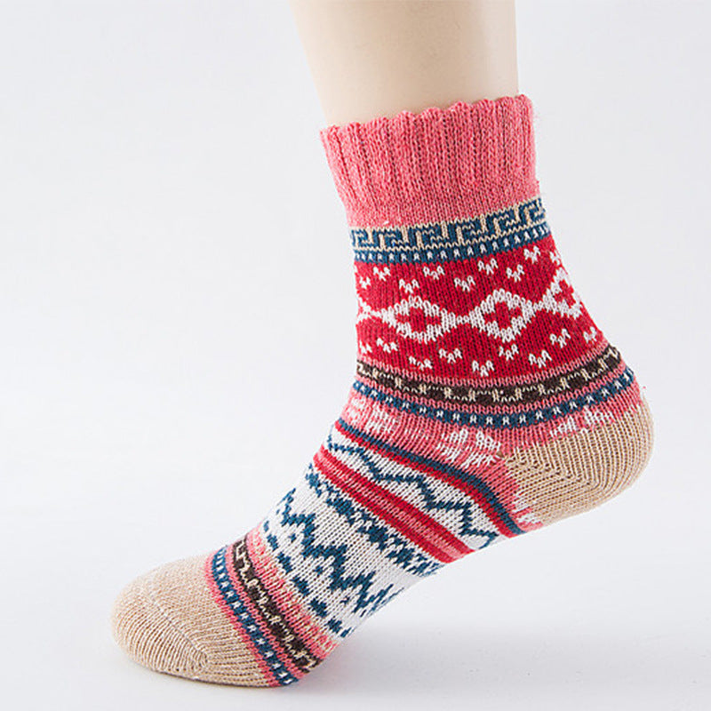 Women's Cross Ethnic Rabbit Wool Socks