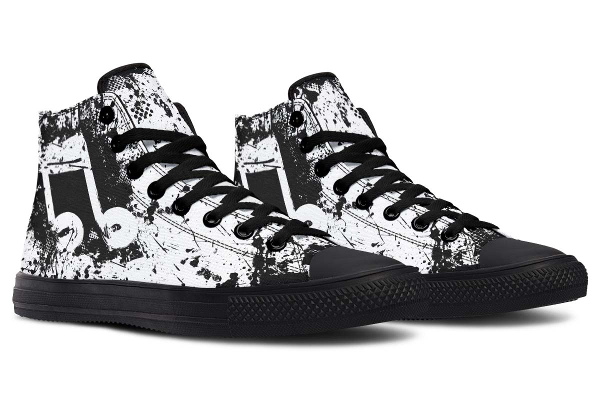 Men's And Women's Fashion Color Printing High-top Canvas Shoes