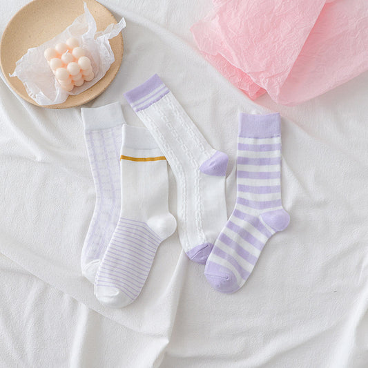 Purple-toned Womens Mid-calf Socks A Lightweight