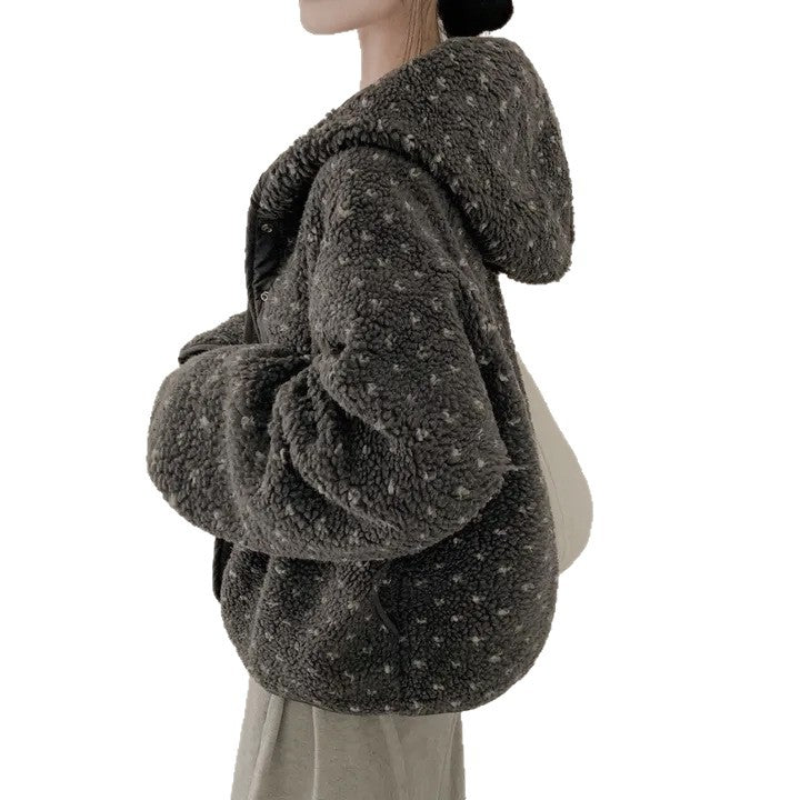 Thickened Double-sided Printed Cotton Hooded Coat For Women