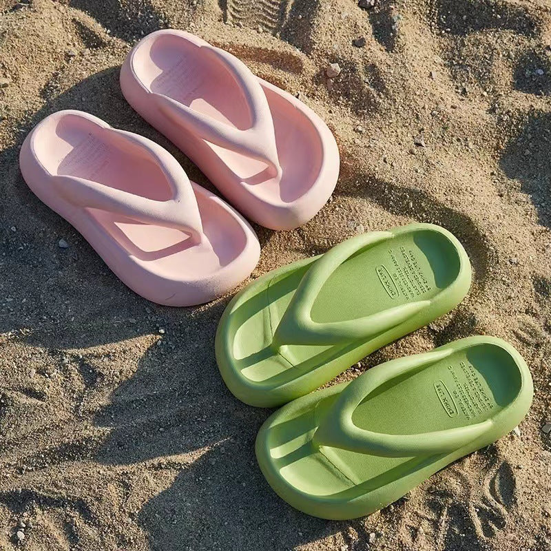 Ensfarvede tyksålede klipklappere Sommer indendørs udendørs mode tåsandaler afslappede feriestrandsko