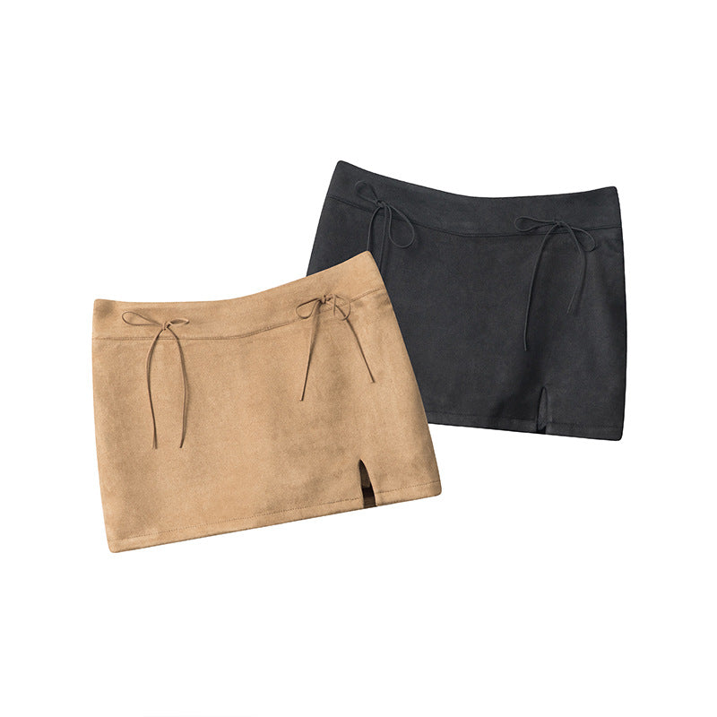 Højtaljet Slim-fit Nederdel med Sløjfedetaljer og Shorts
