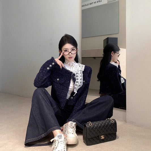 Chanel-style Women's Short Long-sleeved Cardigan