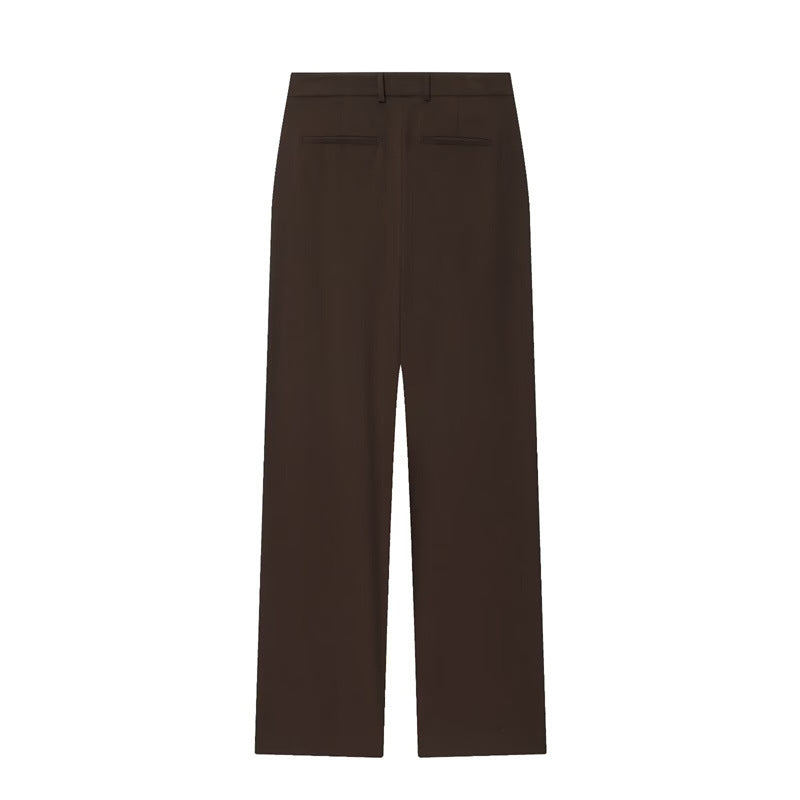 Pleated Padded Shoulder With Straight-leg Pants Coat