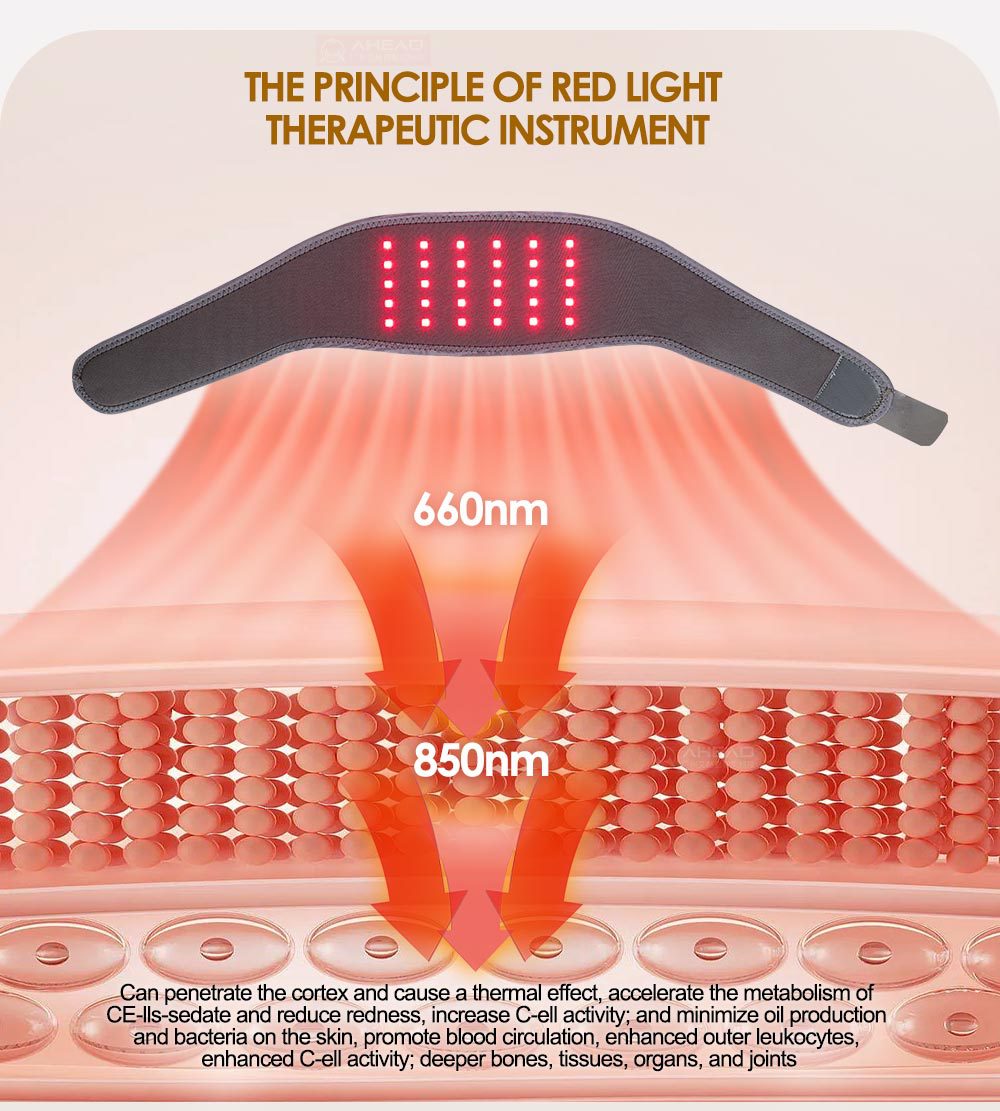 LED Far Infrared Phototherapy Neck Massager Hot Compress Warm Red Light Belt