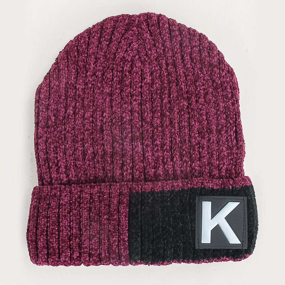 Korean Men's Outdoor Vintage Letter K Knitted Fashion Warm Hat