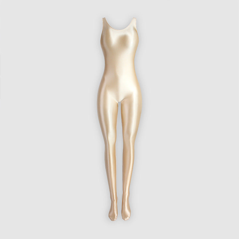Personalized Stretch Glossy Tights Jumpsuit Women