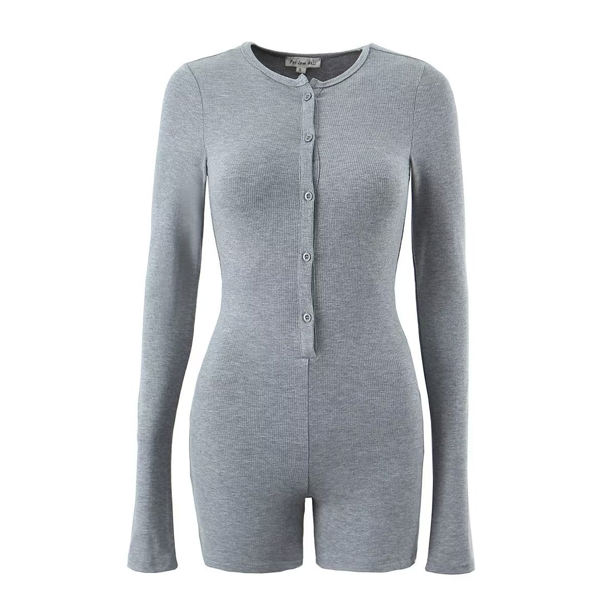 I Round Neck Breasted Jumpsuit Spring New Holiday Slim Elastic Short