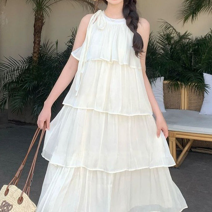 Sweet Halter-neck Cake Dress A Versatile Figure-flattering One-piece
