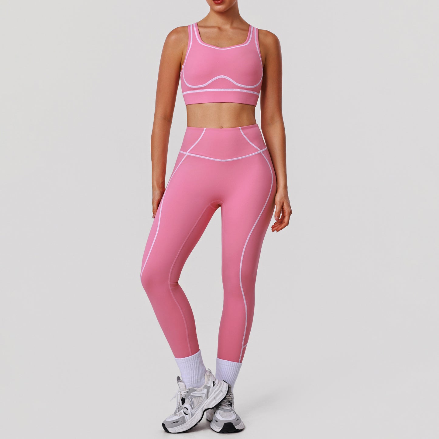 Tight-fitting Leggings And Shock-proof Sports Bra Fitness Running Set