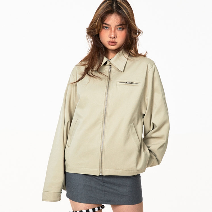 American Retro Solid Color Short Lapels Jacket