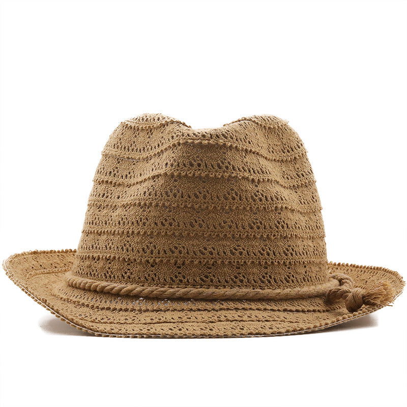 UV Protection Crochet Men's And Women's Top Hat Raffia Straw