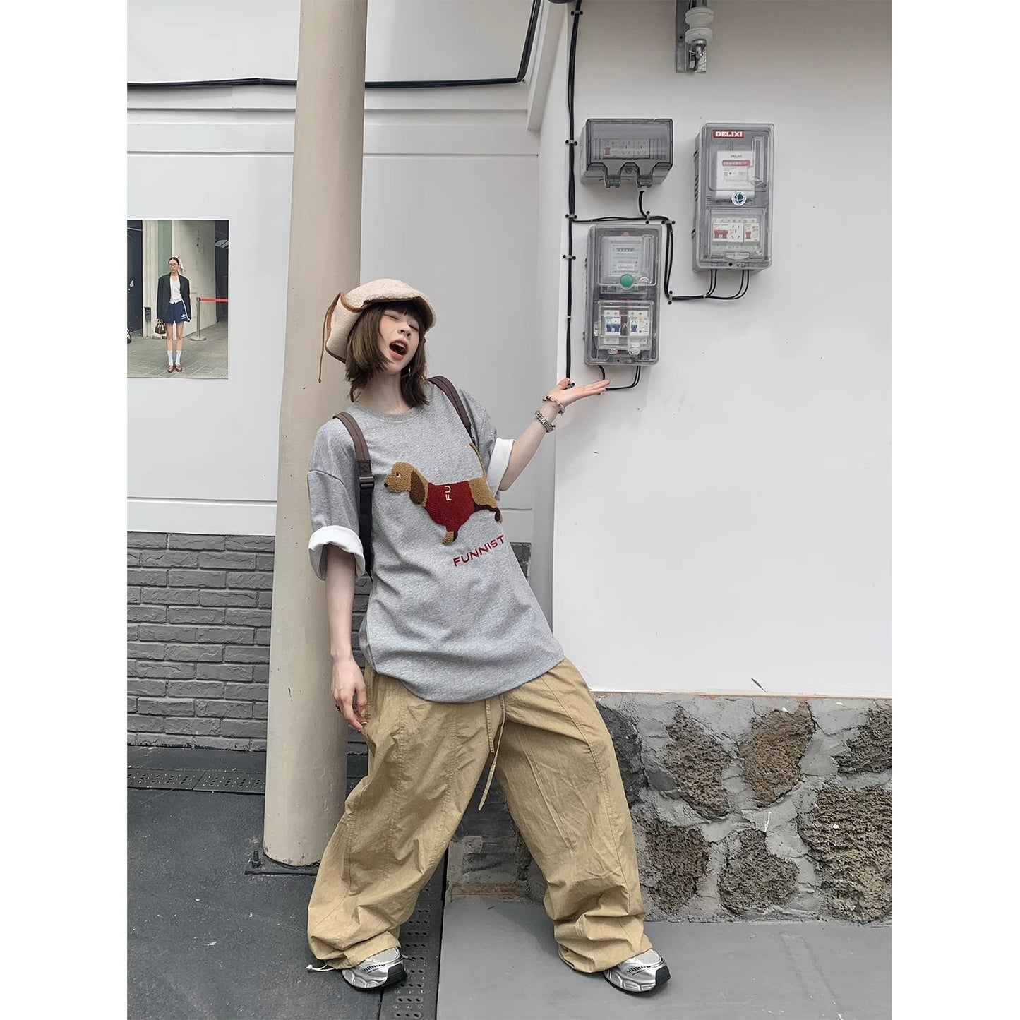 Simple Puppy Pattern Short-sleeved T-shirt Casual Loose Top
