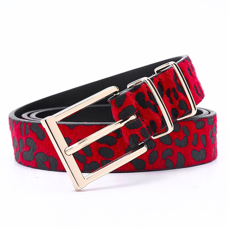Female Ornament Creative Style Leopard Print Horse Hair Women's Belt