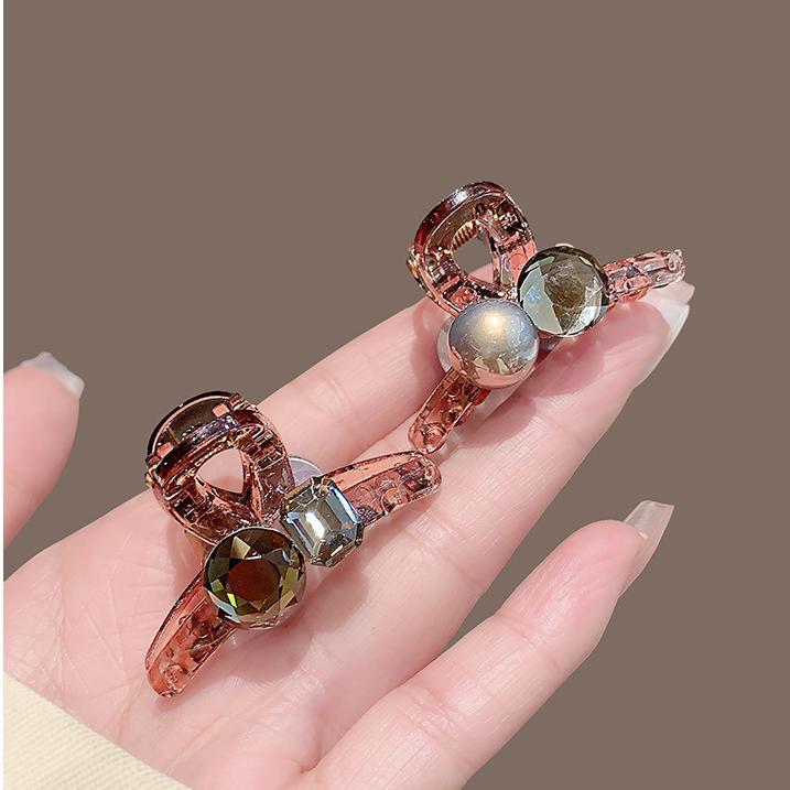 Exquisite Square Zirconia Small Claw Clip New Pearl Bangs Clip Side