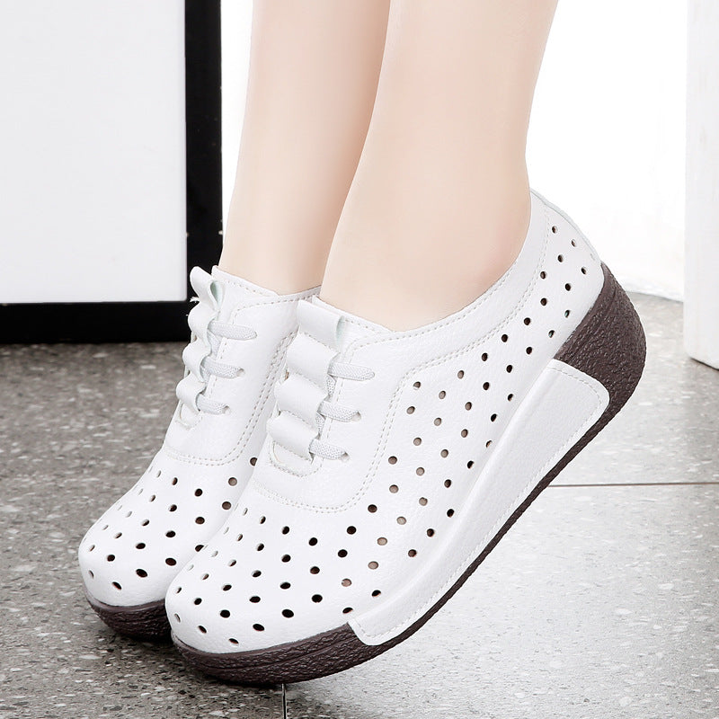 Women's All-matching Hollow Shallow Mouth Leather Shoes