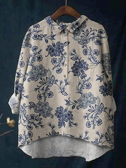 Long-sleeve 5-button Shirt With 3D Digital Animal Print