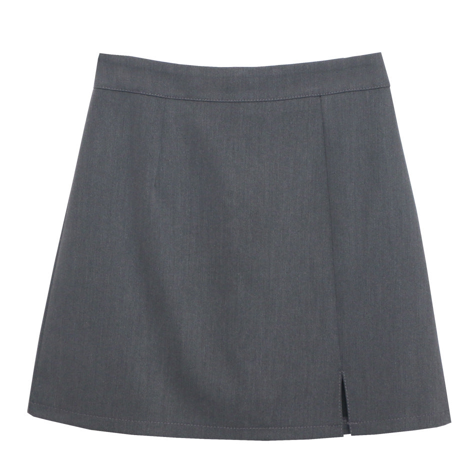 High-waisted Slit Figure-hugging Anti-exposure A-line Mini Skirt