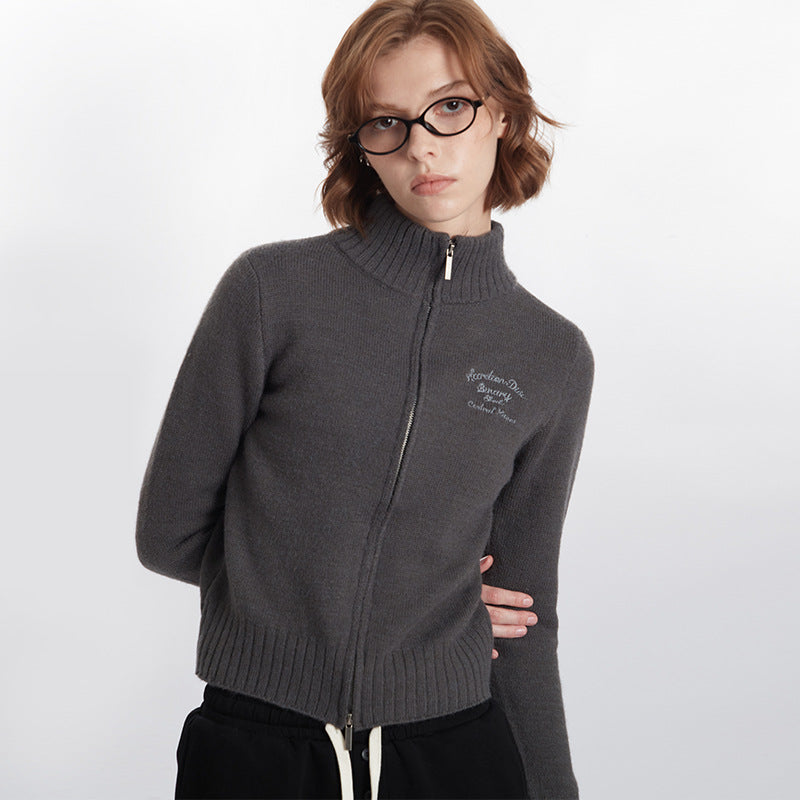Short Hot Girl Letter Embroidery Solid Color Fashion Brand Sweater