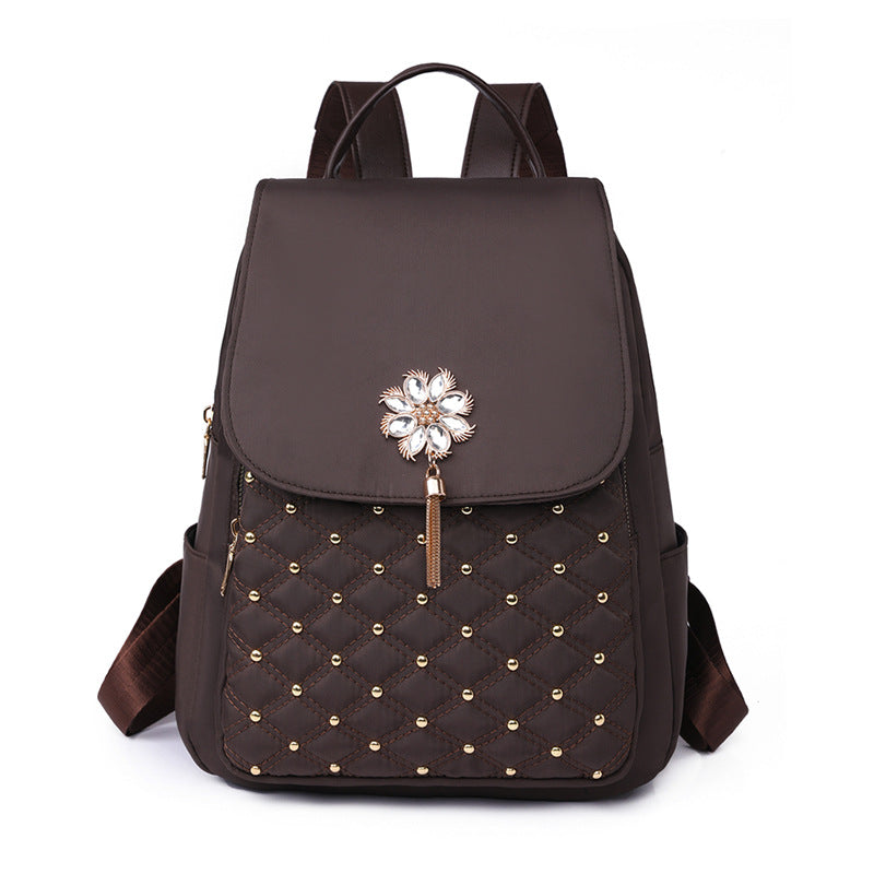Korean Style Women's Nylon Backpack Fashion Embroidery Thread