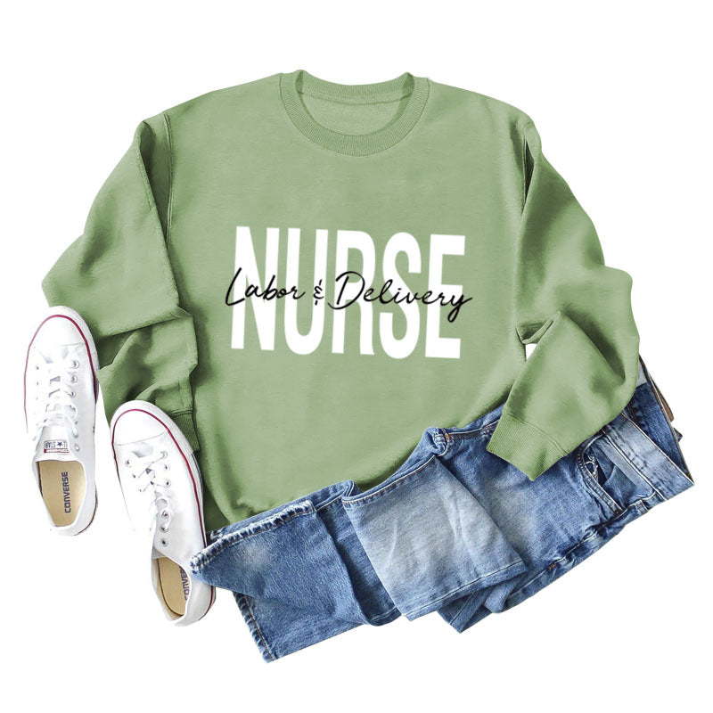 Round Neck Letter Printing Loose Plus Size Long Sleeve Sweater