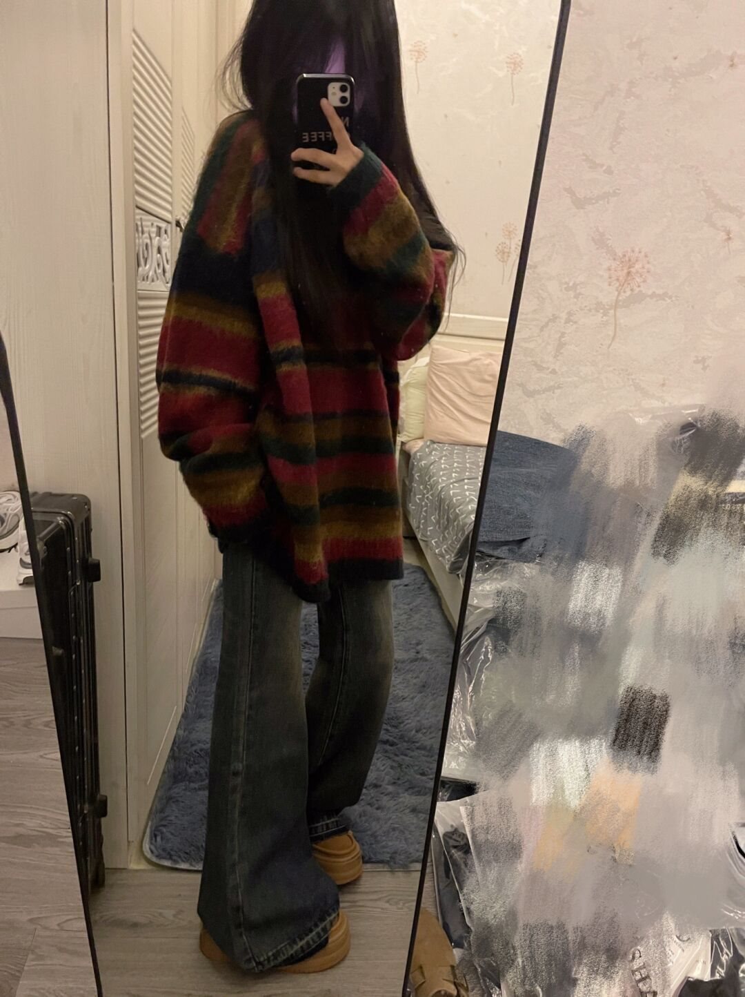 American Retro Contrast Color Striped Soft Glutinous Sweater
