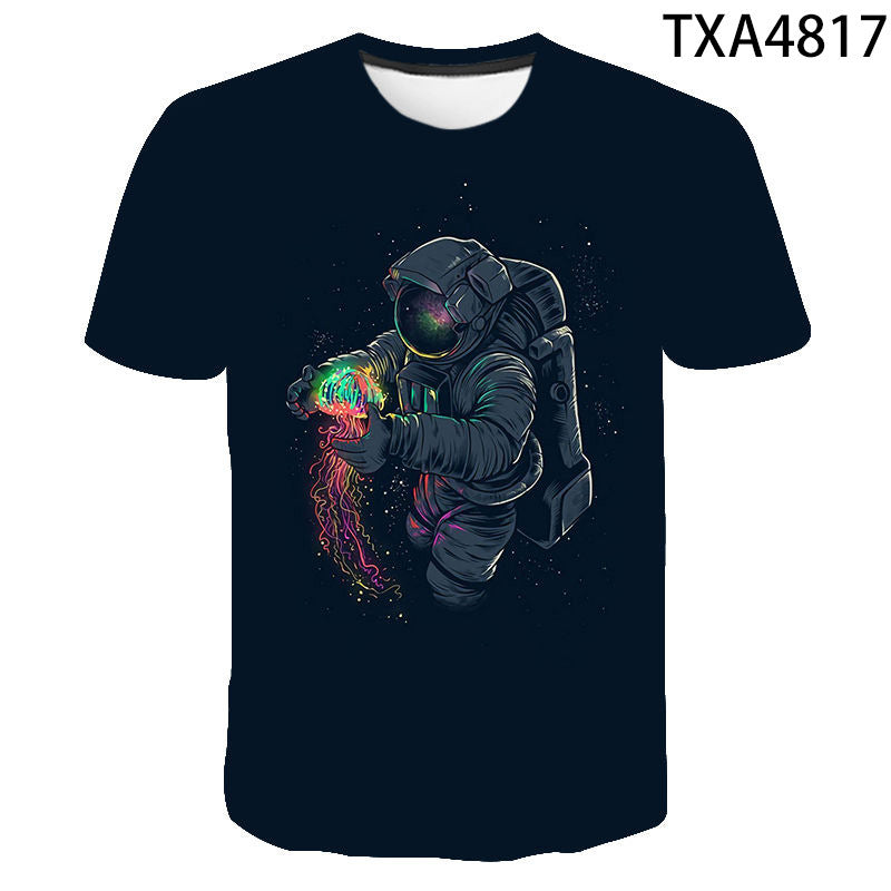 Summer Fashion Astronaut Starry Sky 3D Digital Print T-Shirt