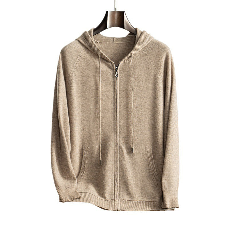 Zip-up strikcardigan i cashmere til mænd
