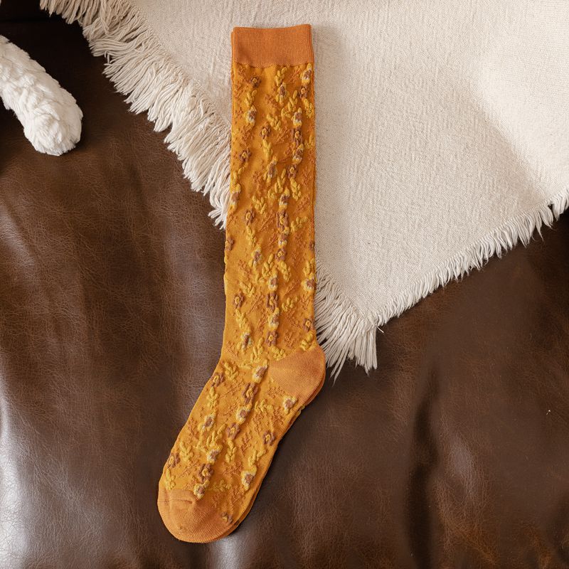 Retro Calf Socks Floral Series Knee-length Ins Wind Calf Pile Socks