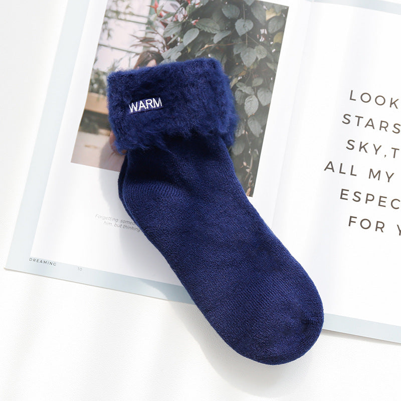 Women's Wholesale Brushed Thickened Wool Lining Room Socks