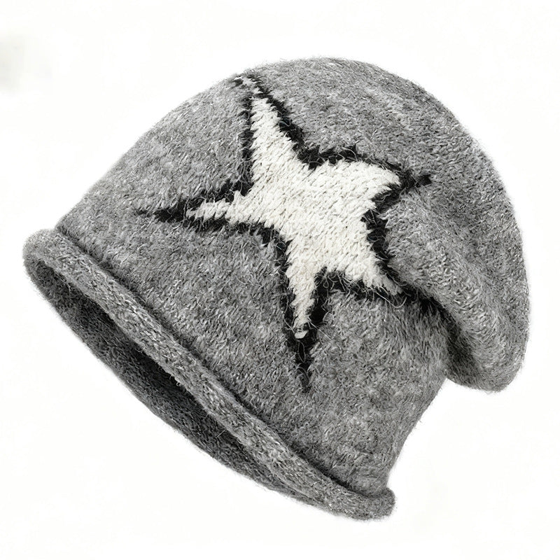 Japanese-style Harajuku Street-styled Edgy Star-knit Beanie